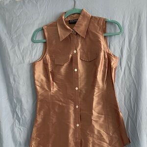 New York & Company Copper Sleeveless Button-Down Shirt